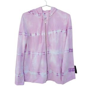 Ideology Womens Hoodie Zip Up Sweatshirt Holly Hock Tie Dye Slit Sleeve XS New